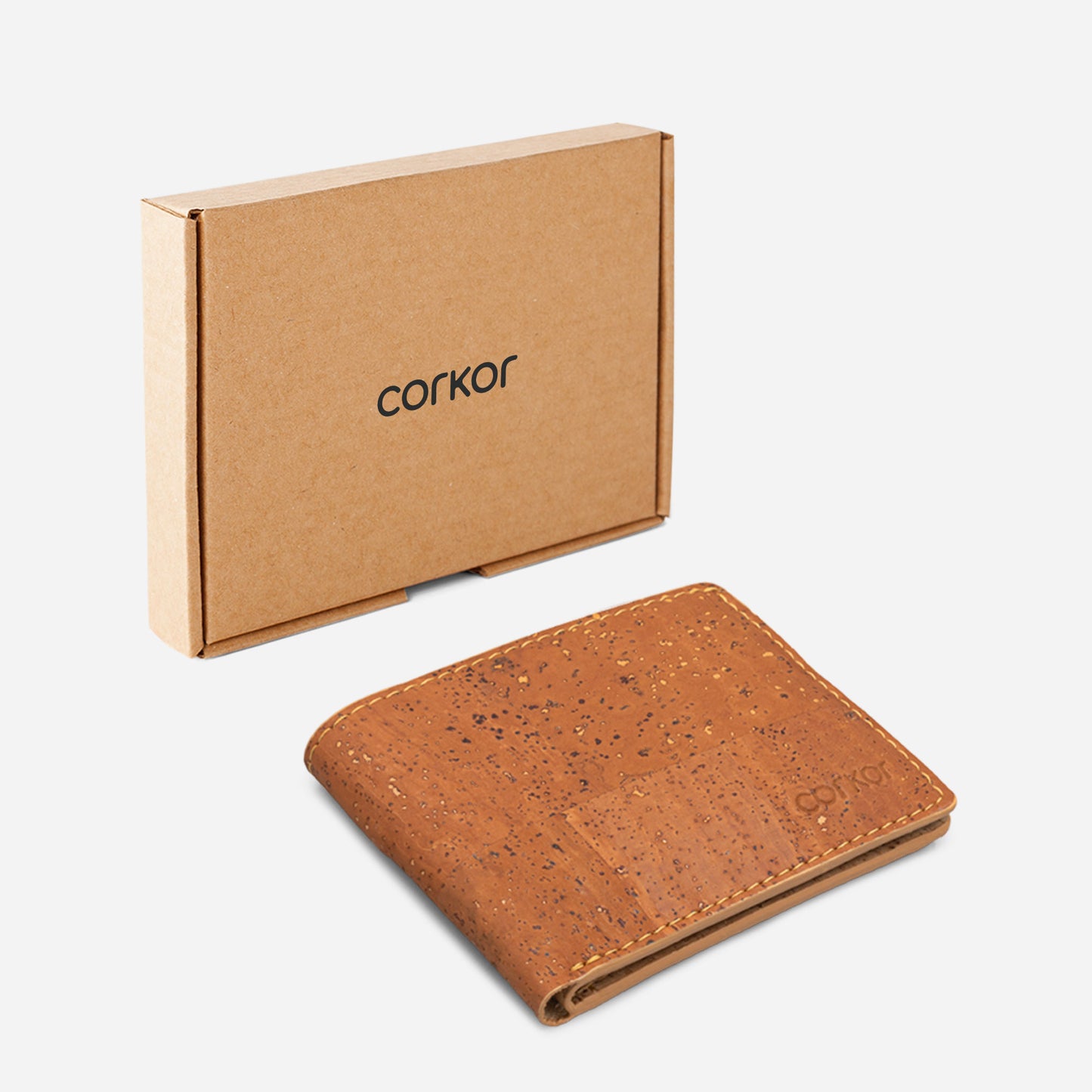 Cork Vegan Slim Bifold Wallet Corkor Camel