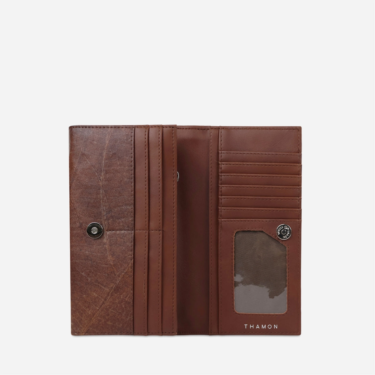 Vegan Leaf Leather Foldover Purse Thamon Brown