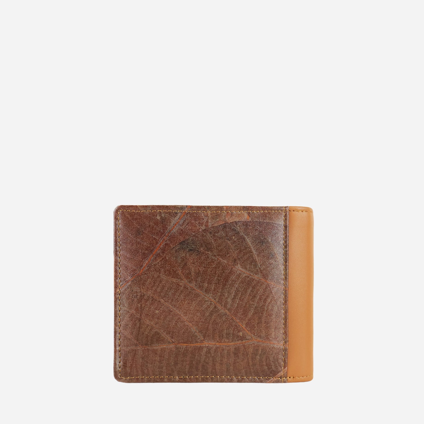 Vegan Leaf Leather Bifold Coin Wallet Thamon Brown