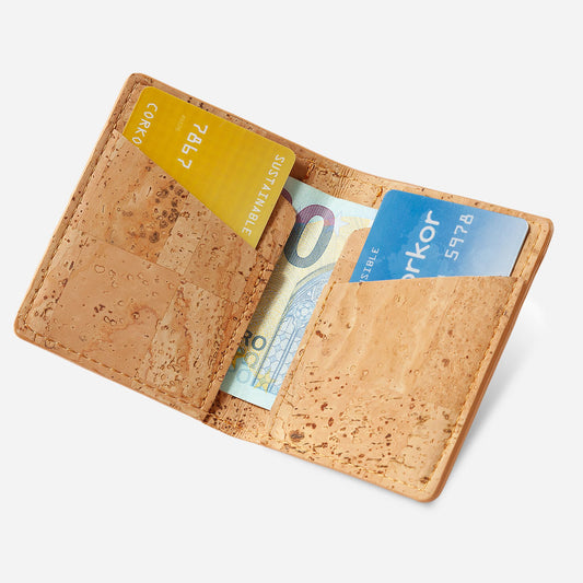 Cork Vegan Slim Wallet Corkor Light Brown - I Am The Animal