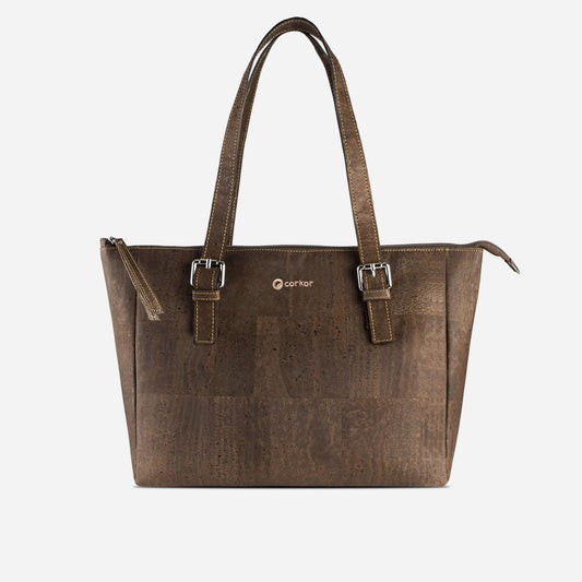 Cork Vegan Shoulder Bag Women's Corkor Dark Brown - I Am The Animal